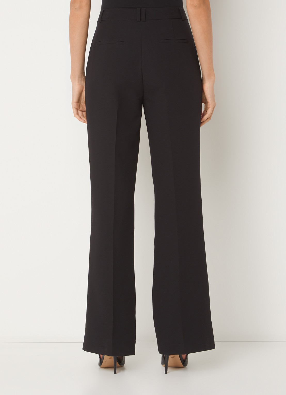 Aaiko Chantalle high waist wide fit pantalon met persplooi en structuur - achterkant 2 zwart