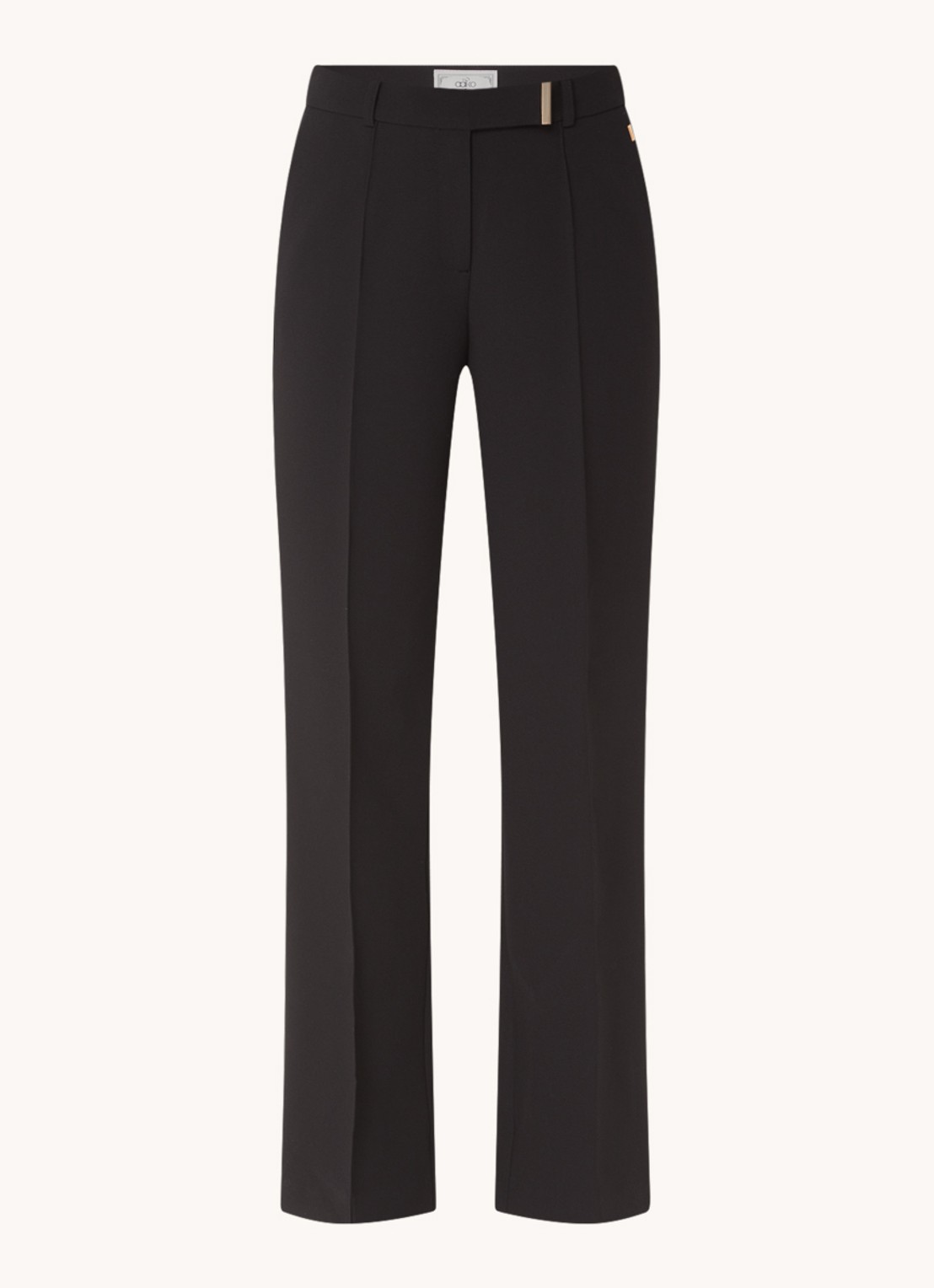 Aaiko Chantalle high waist wide fit pantalon met persplooi en structuur - voorkant 5 zwart