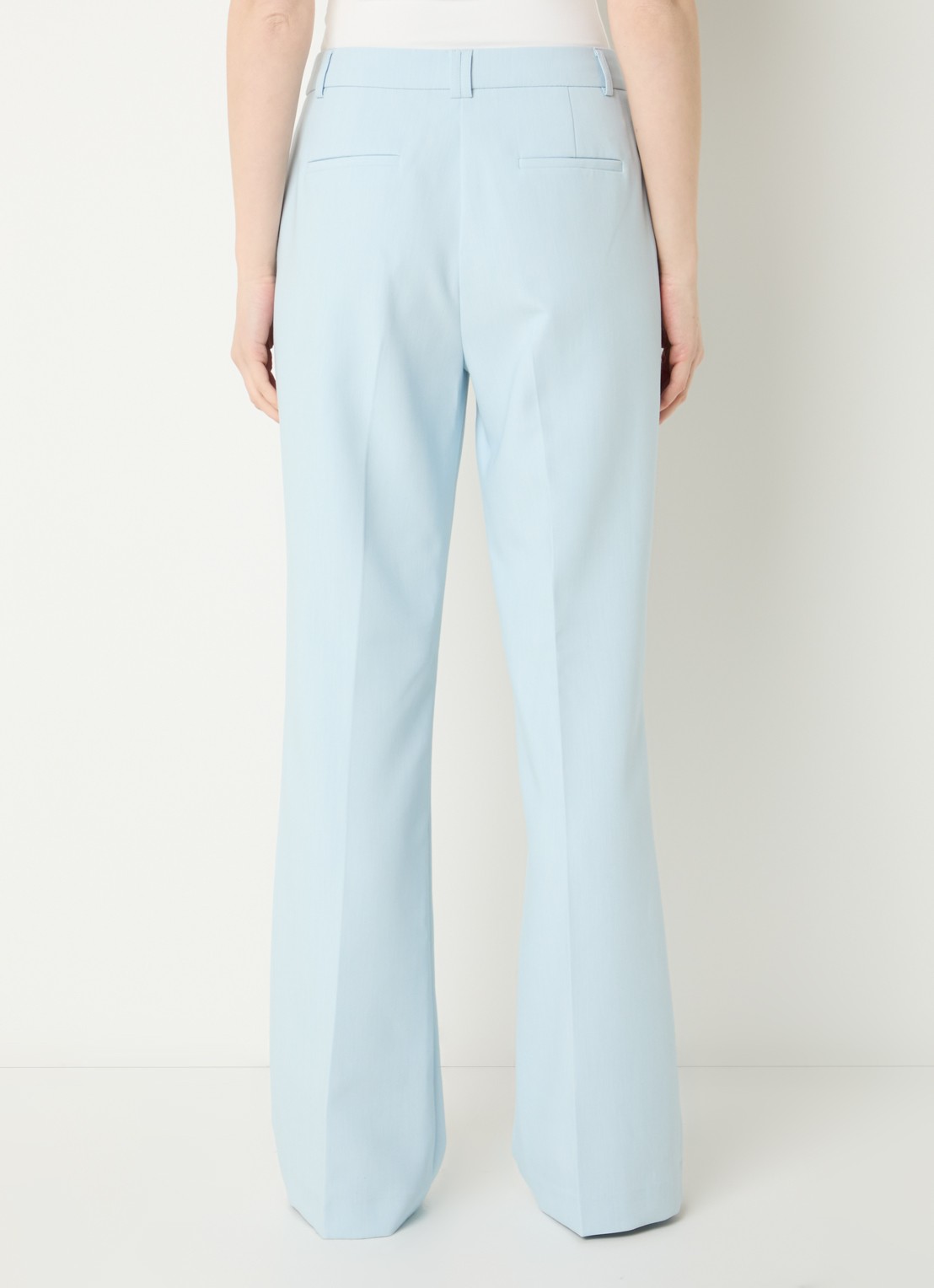 Aaiko Chantalle high waist wide fit pantalon met persplooi en structuur - achterkant lichtblauw