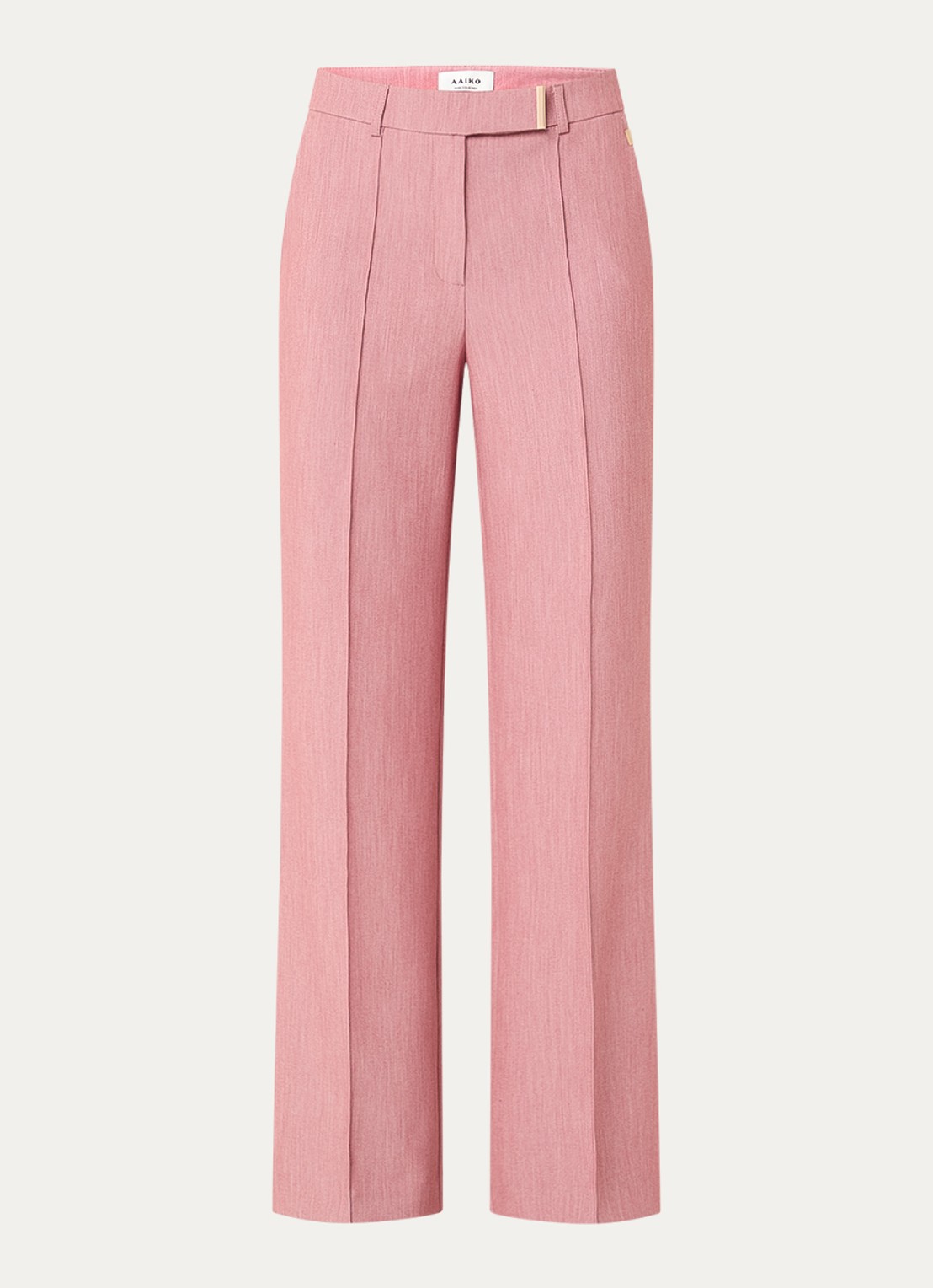 Aaiko Chantalle high waist wide fit pantalon met persplooi en structuur - voorkant 2 roze