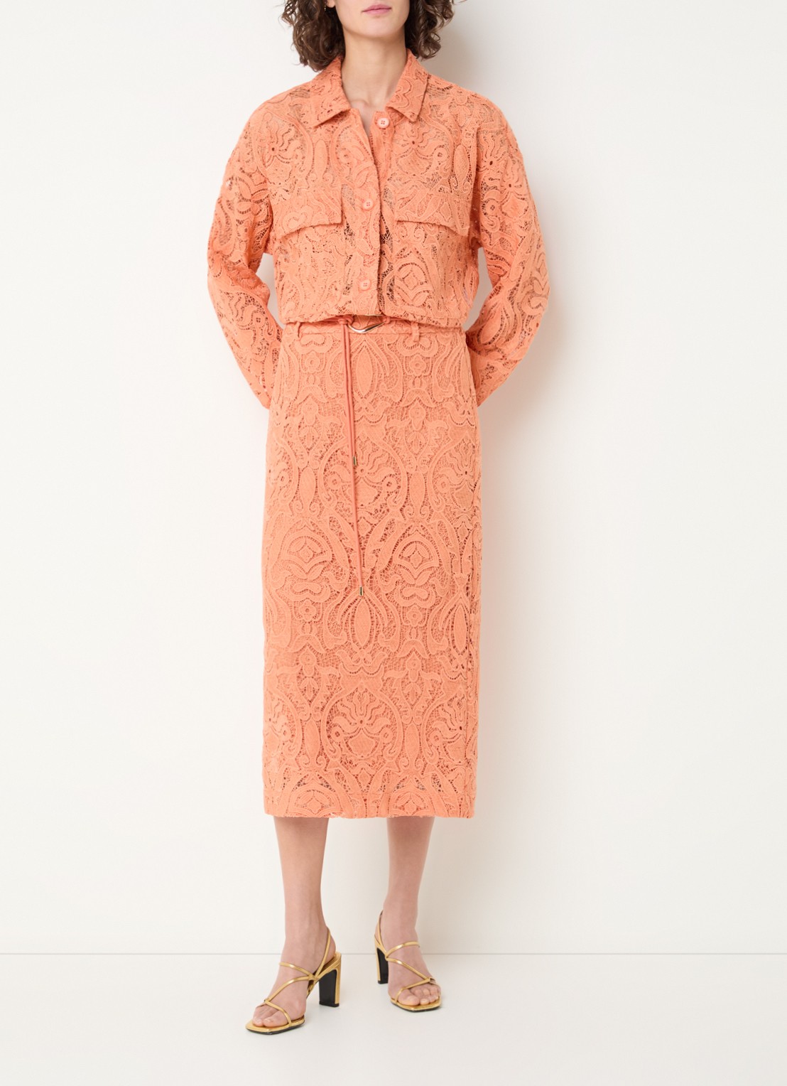 Aaiko Coco blouse met broderie - voorkant 4 orange