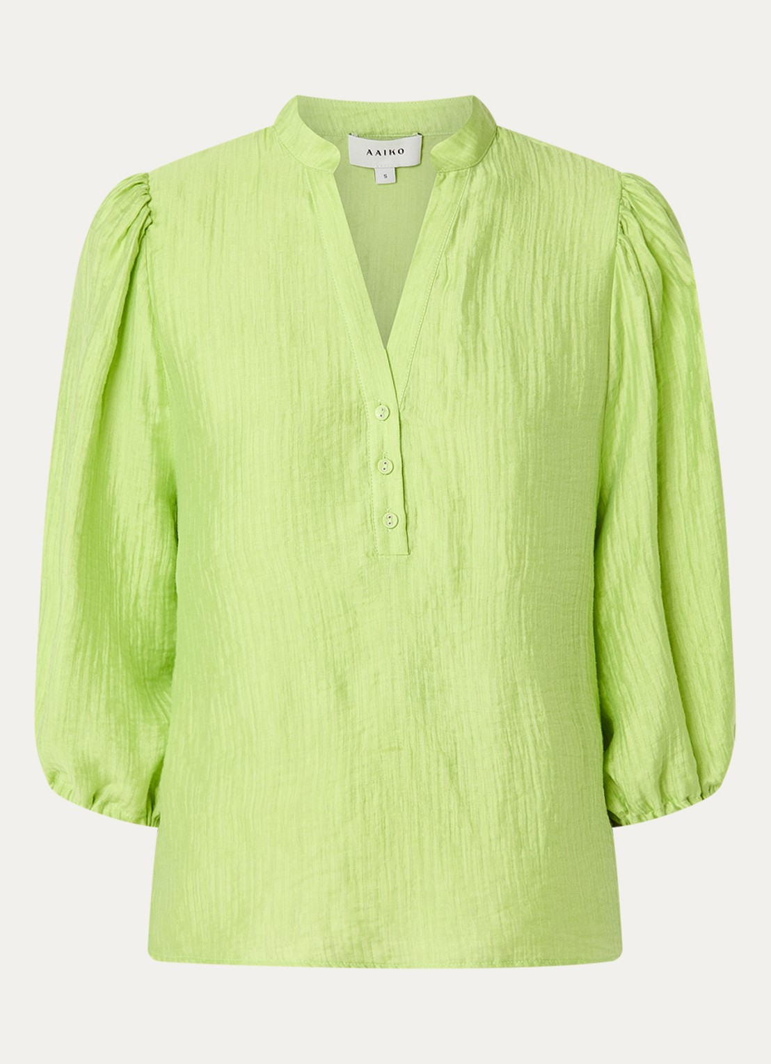 Aaiko Dahla tuniek met V-hals en ballonmouw - voorkant 2 lime