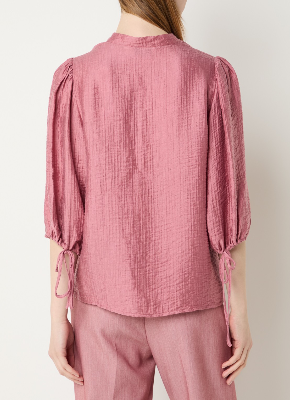Aaiko Dahla tuniek met V-hals en ballonmouw - achterkant 4 roze