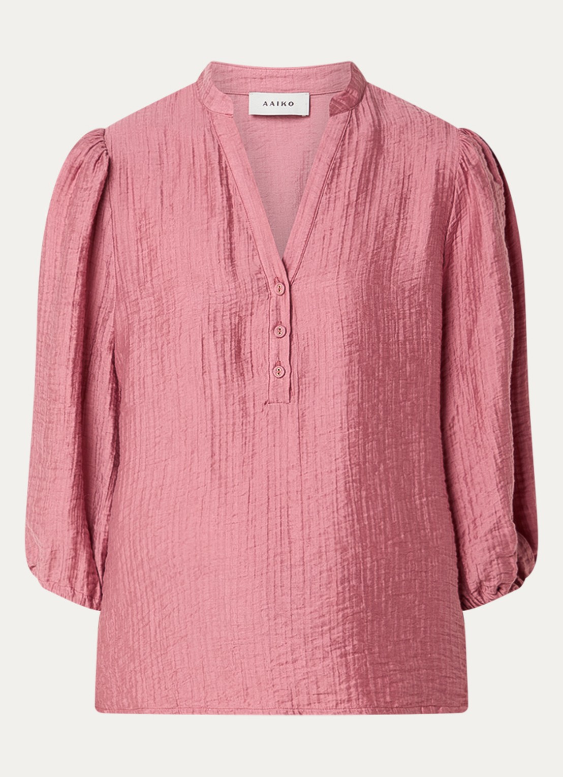 Aaiko Dahla tuniek met V-hals en ballonmouw - voorkant 2 roze