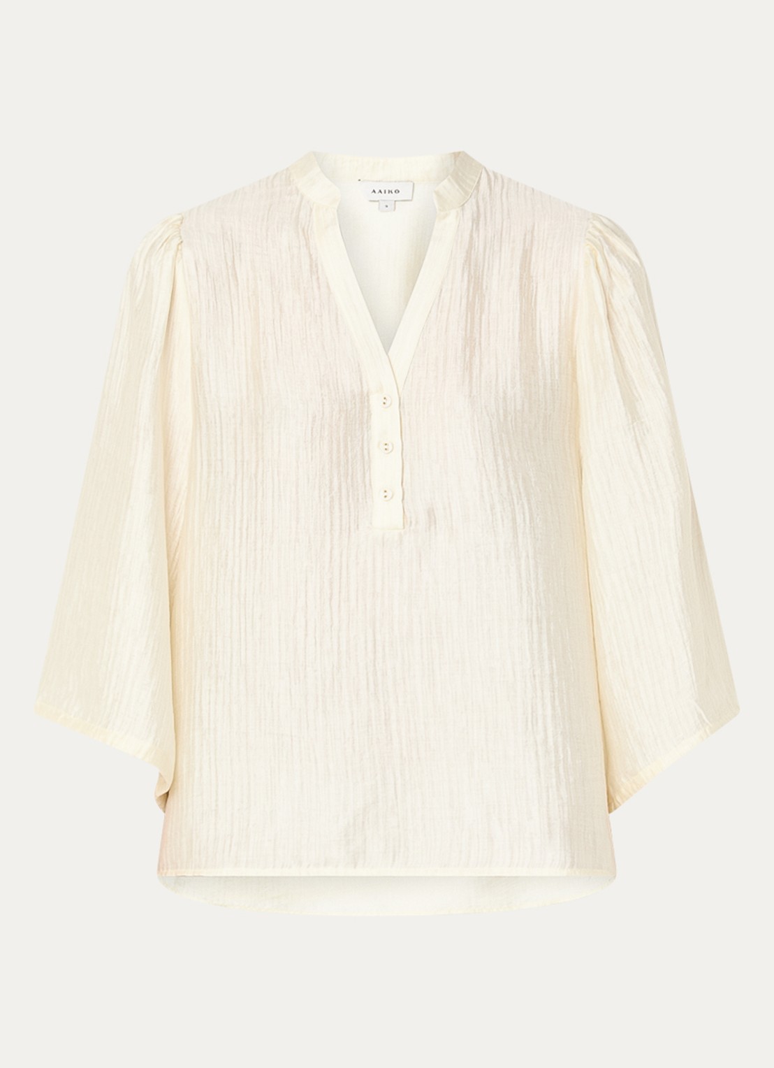 Aaiko Dahla tuniek met V-hals en ballonmouw - voorkant 3 taupe