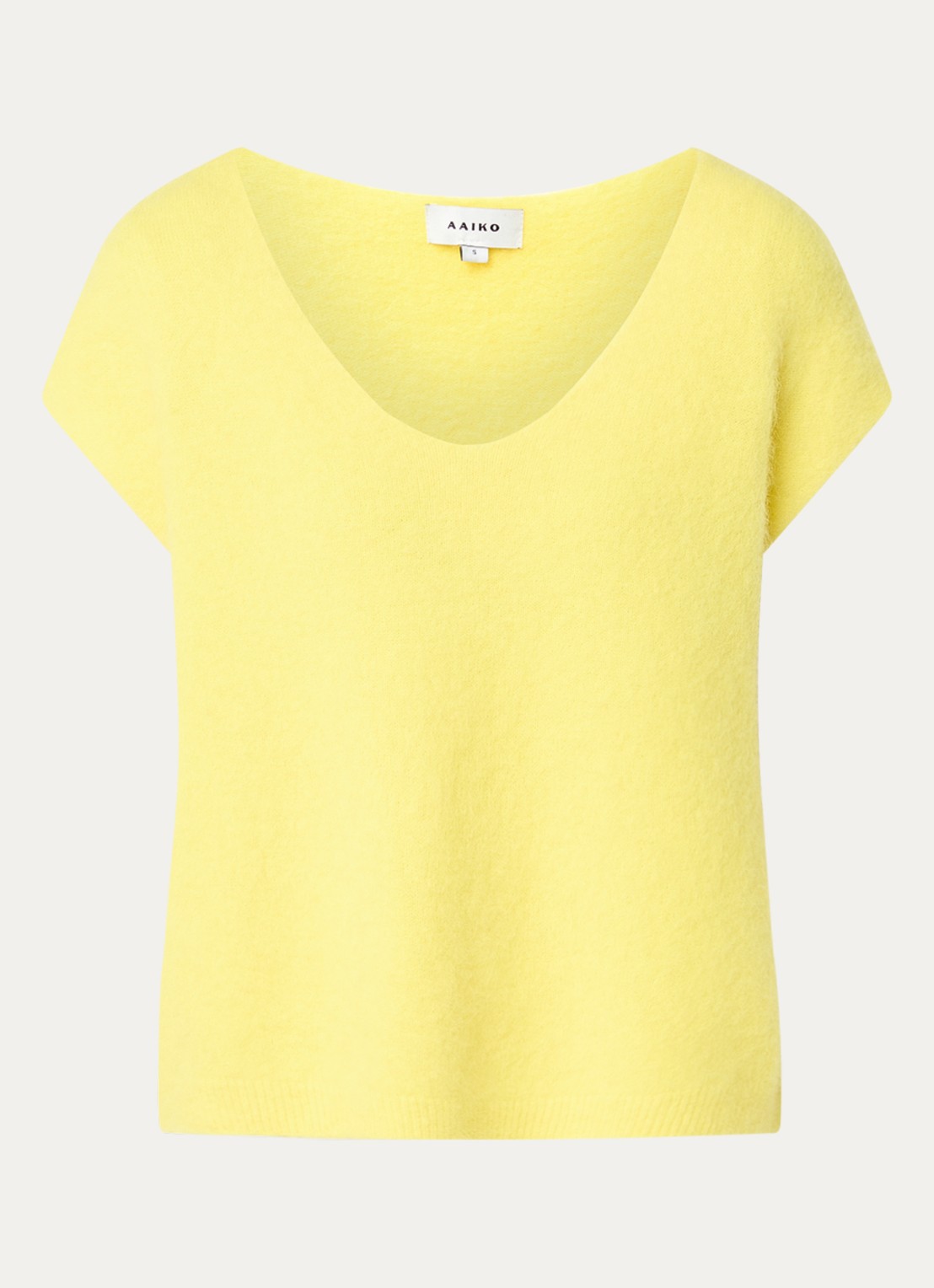 Aaiko Emmy fijngebreide top in alpaca wolblend - voorkant 3 geel