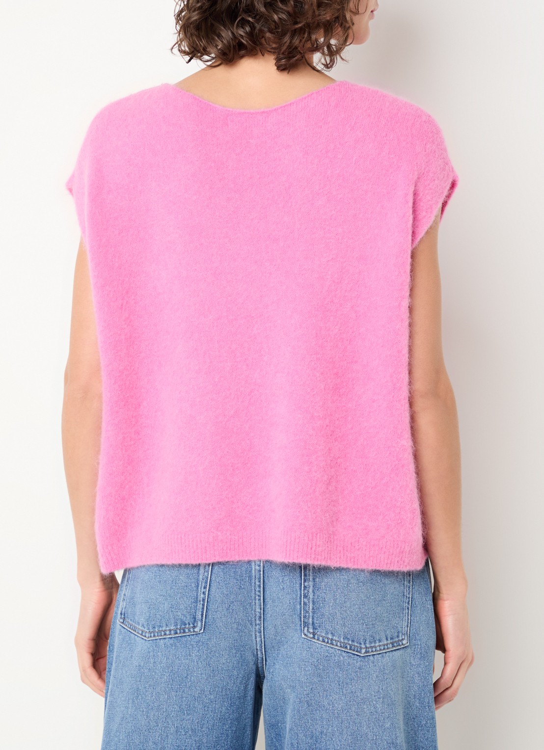 Aaiko Emmy fijngebreide top in alpaca wolblend - achterkant roze