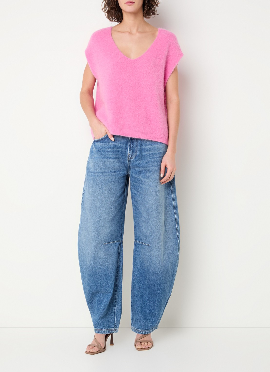 Aaiko Emmy fijngebreide top in alpaca wolblend - voorkant 4 roze