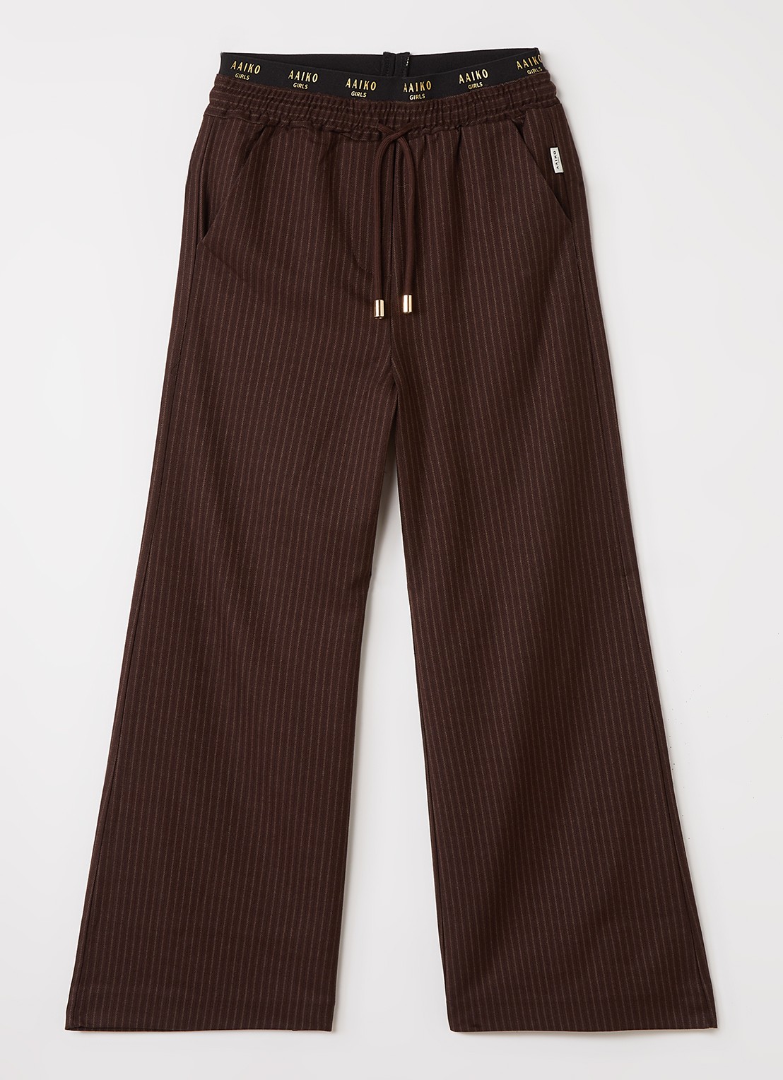 Aaiko Esila flared fit pantalon met streepprint - voorkant bruin