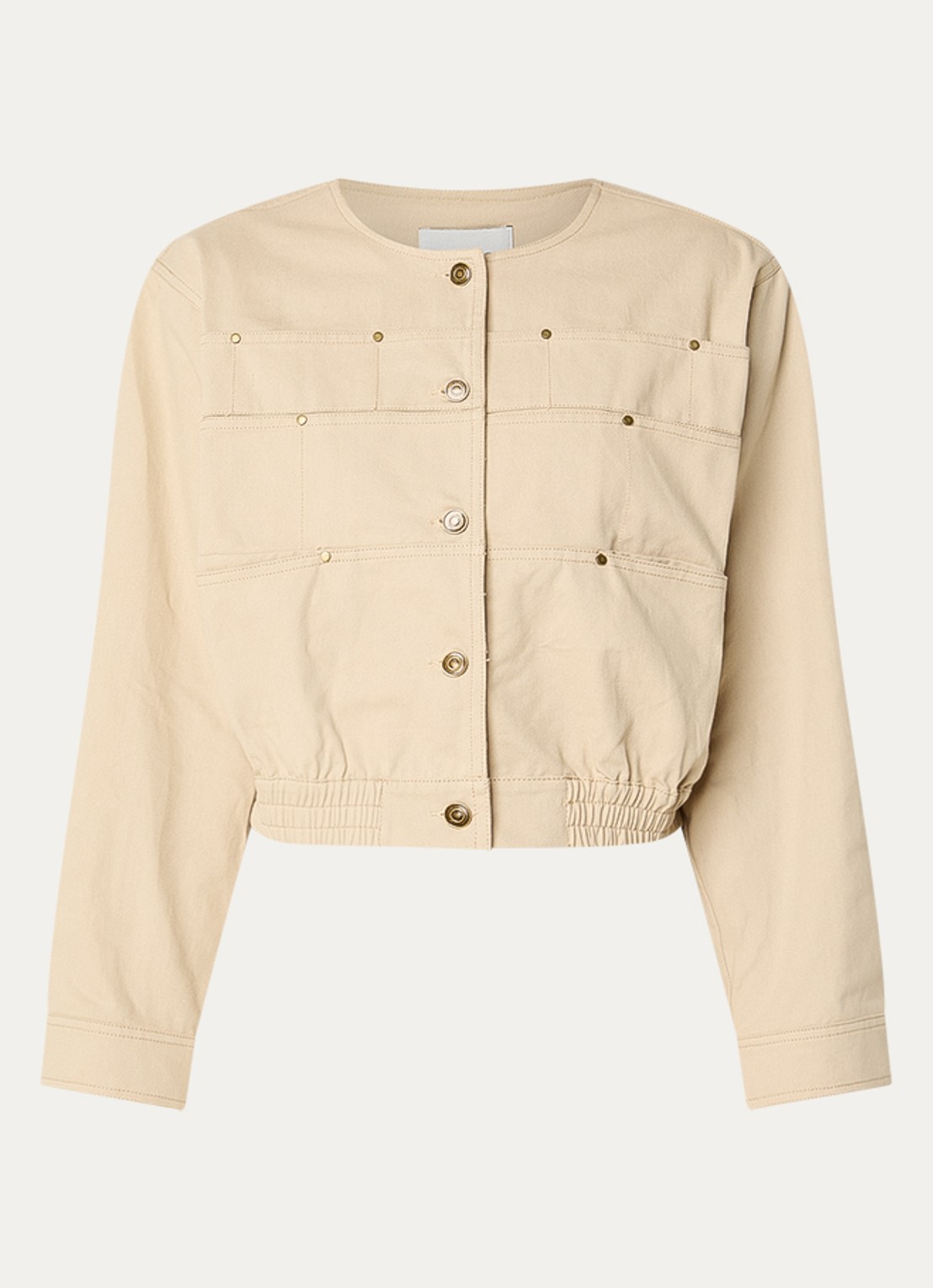 Aaiko Fallon cropped jack met opgestikte zakken - voorkant 3 beige