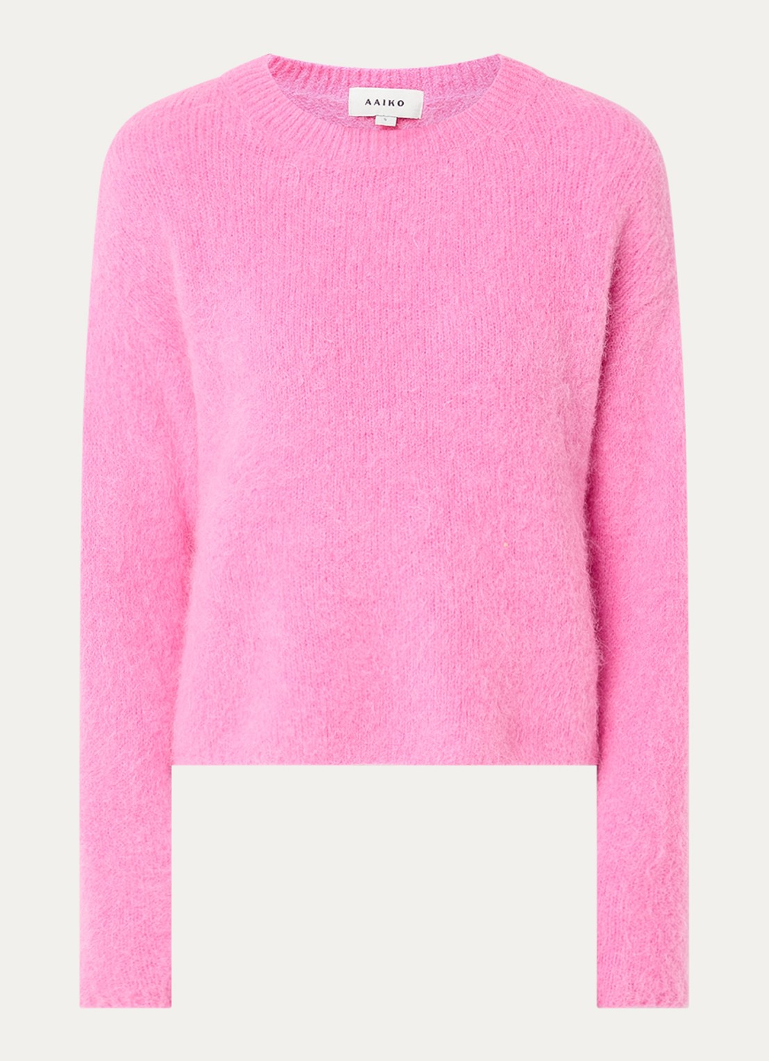 Aaiko Feline fijngebreide trui in alpaca wolblend - voorkant 3 roze