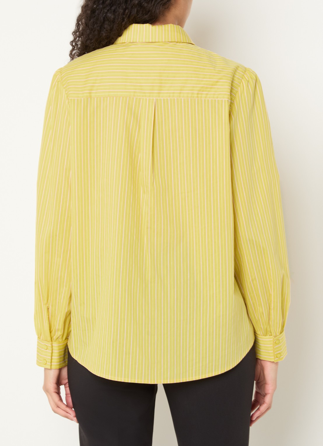 Aaiko Fenne blouse met sjaalkraag en streepprint - achterkant 4 geel