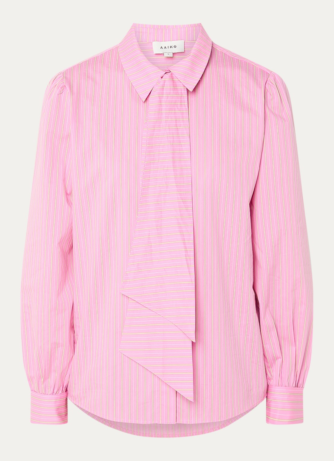 Aaiko Fenne blouse met sjaalkraag en streepprint - voorkant 3 roze