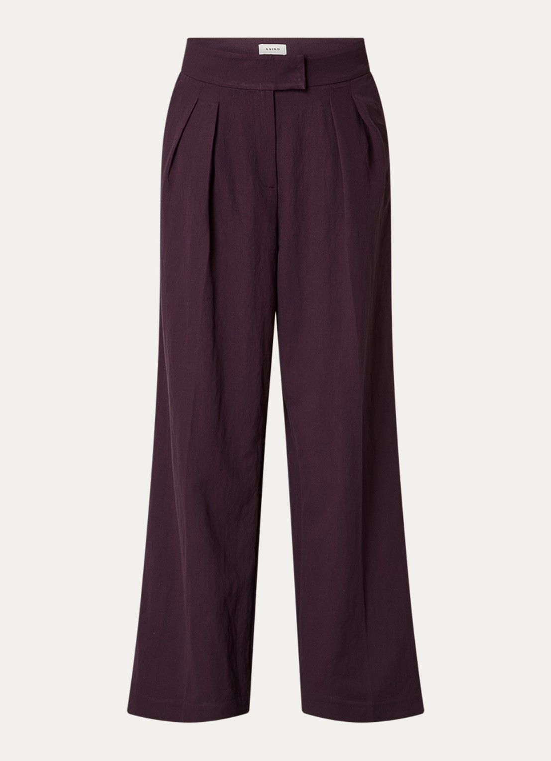 Aaiko Frederique high waist wide fit pantalon met steekzakken - voorkant 2 aubergine