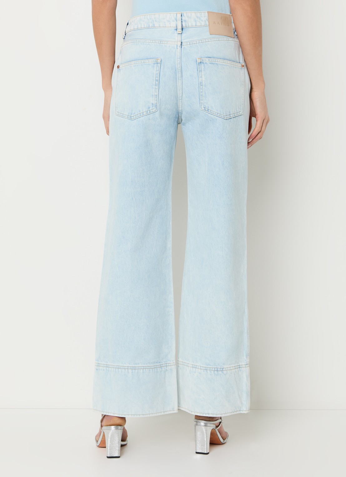 Aaiko Gaby high waist wide leg jeans met lichte wassing - achterkant 3 indigo