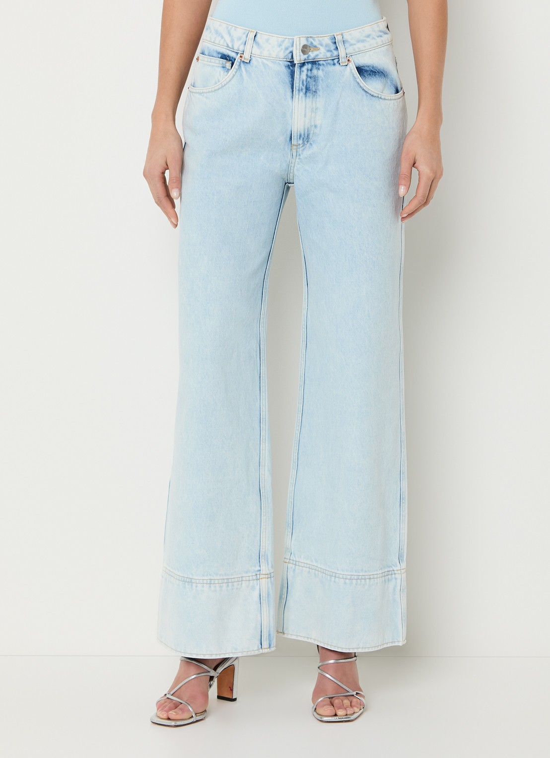 Aaiko Gaby high waist wide leg jeans met lichte wassing - detail 4 indigo