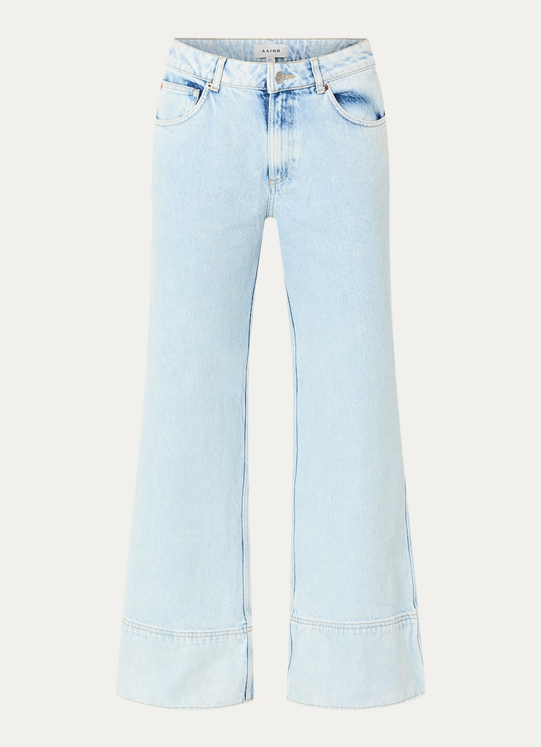 Aaiko Gaby high waist wide leg jeans met lichte wassing - voorkant indigo