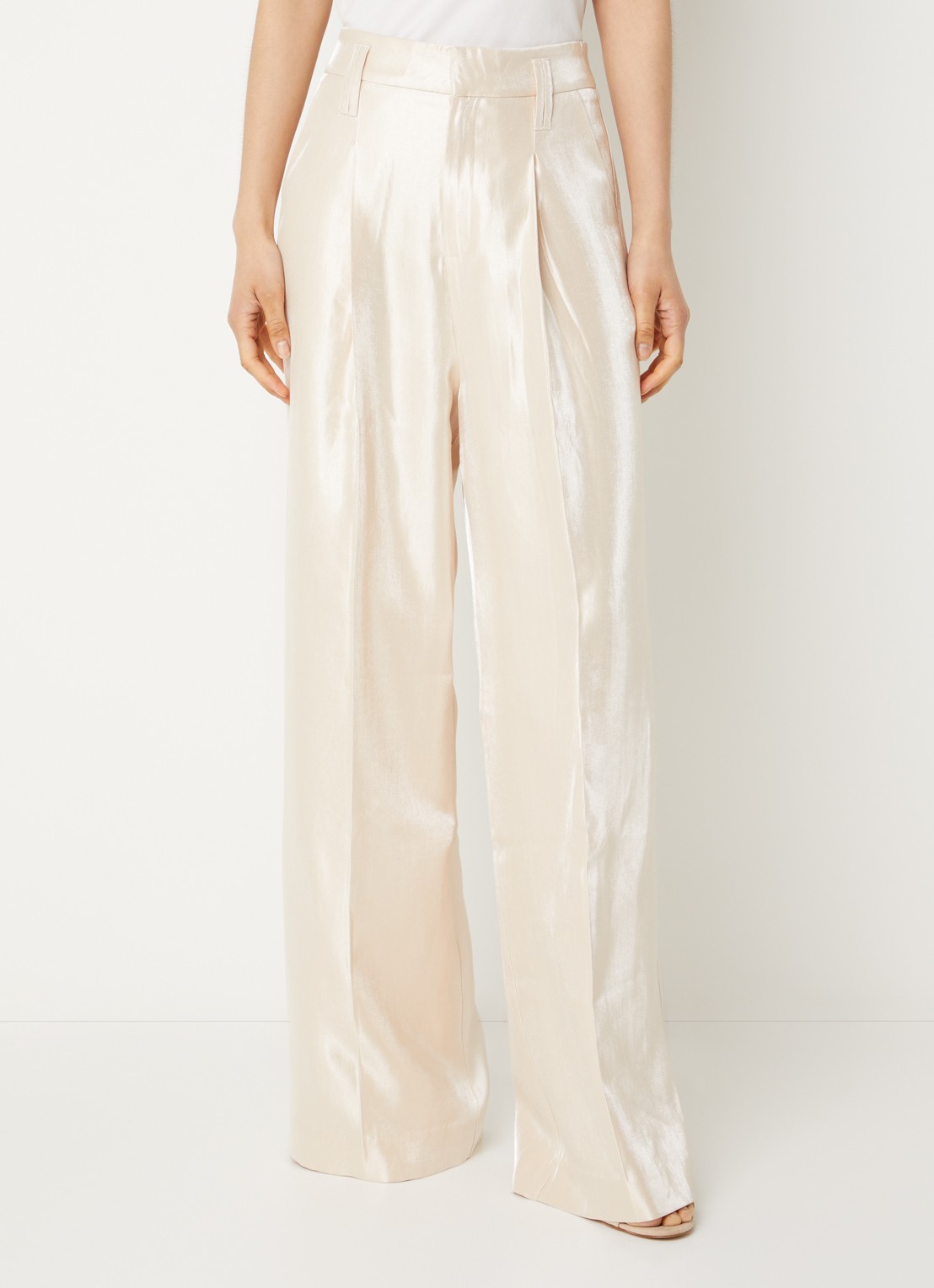 Aaiko Hailey high waist wide fit pantalon met metallic finish - detail 4 vanillegeel