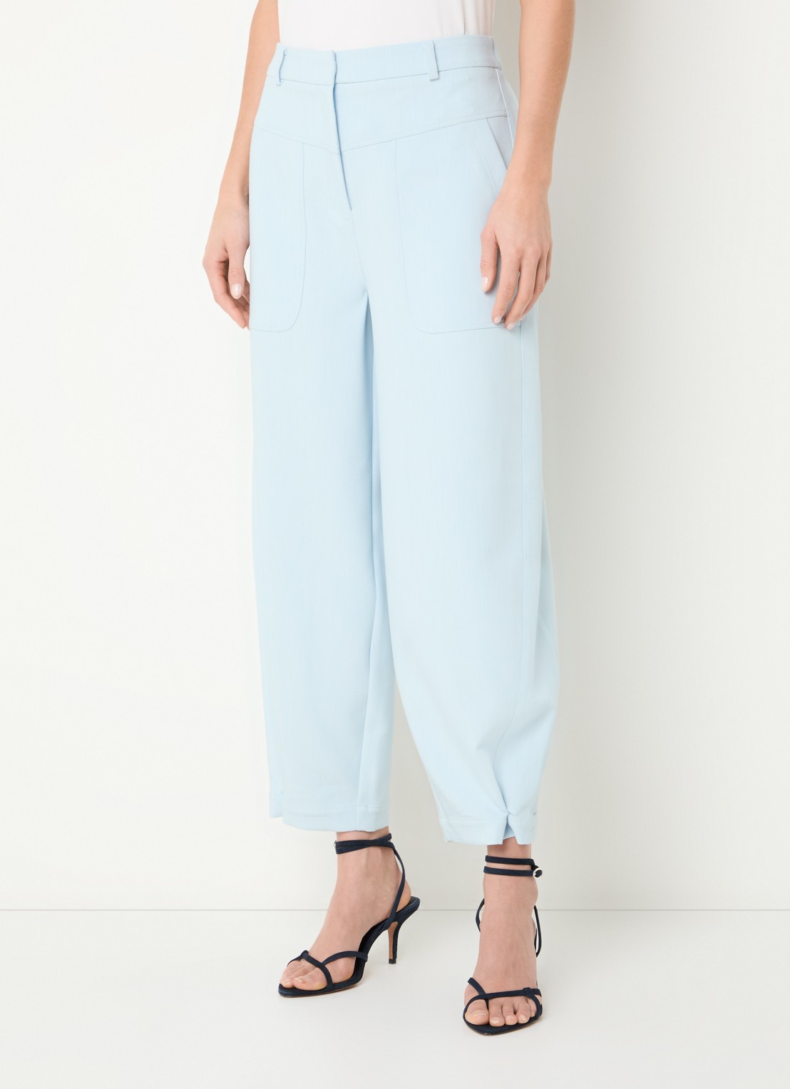 Aaiko Harper high waist loose fit pantalon met steekzakken - detail lichtblauw