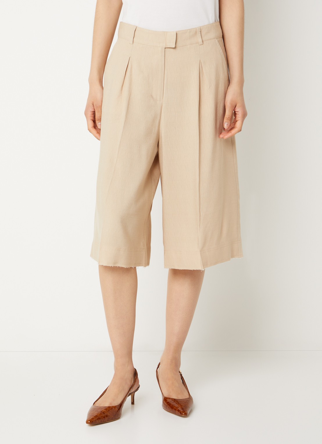 Aaiko Inaya mid waist loose fit culotte - detail 4 donkerbeige