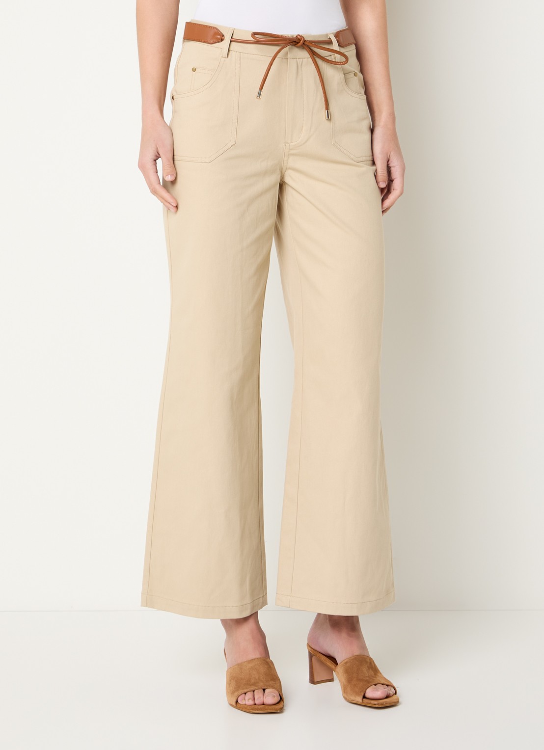 Aaiko Jael high waist flared fit broek met steekzakken - detail 4 beige