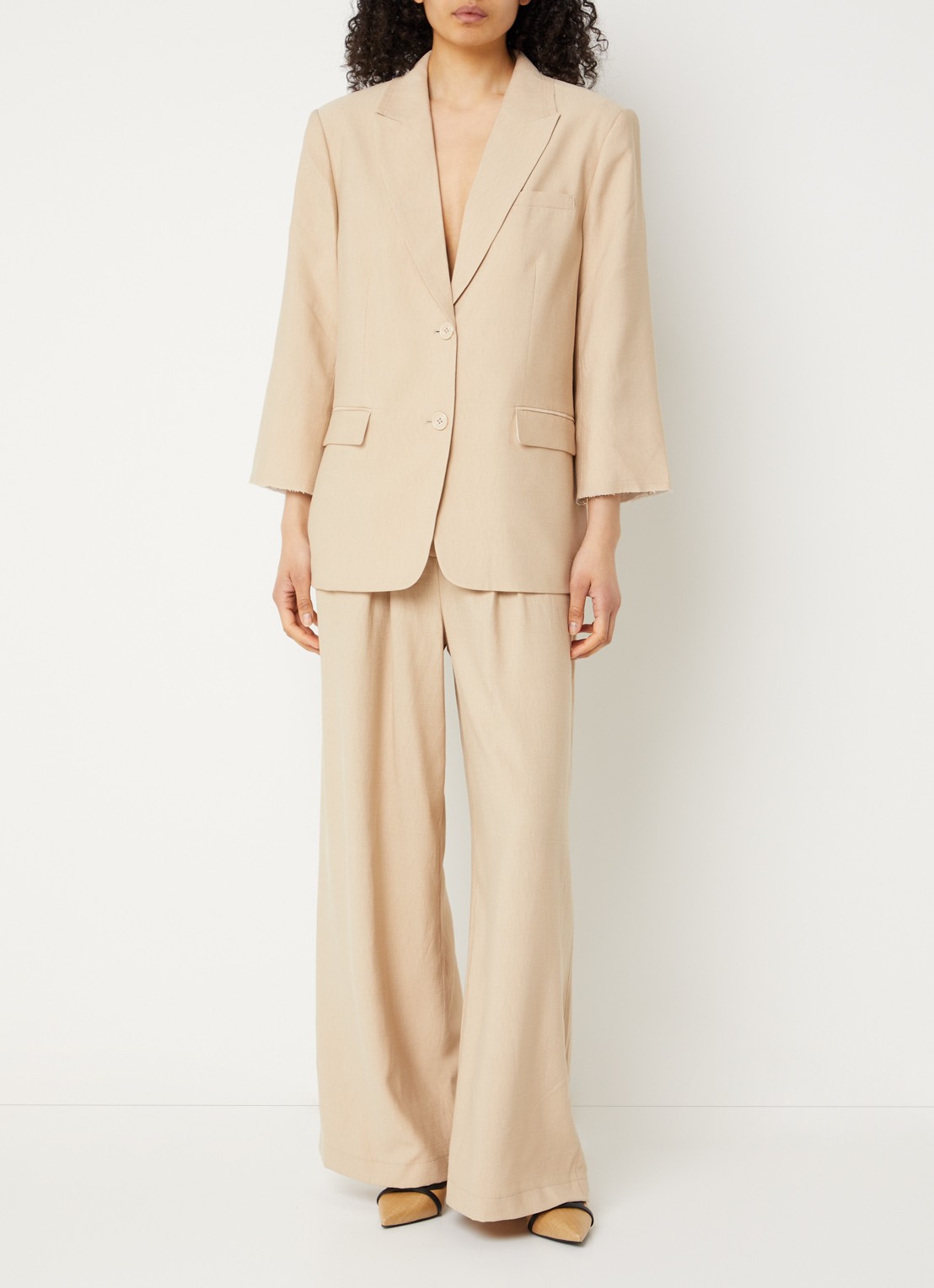 Aaiko Jennifer oversized blazer met schoudervulling - voorkant 4 donkerbeige