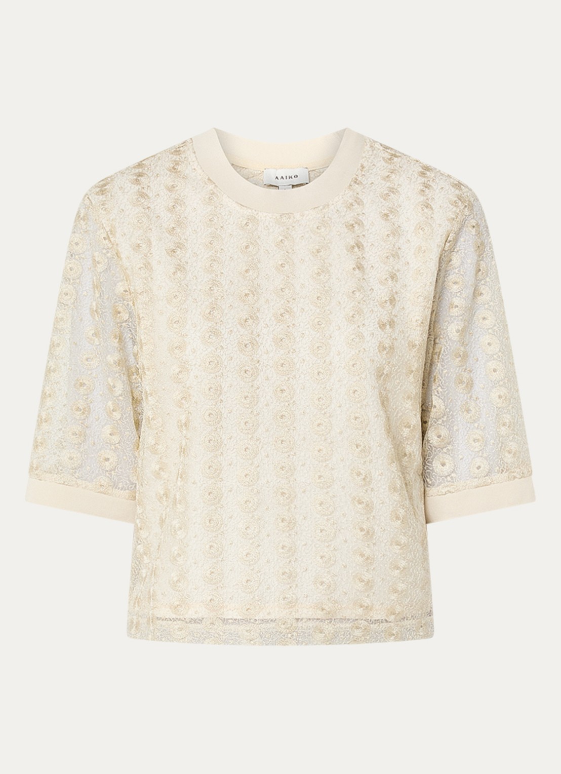 Aaiko Julice top met borduring - voorkant 2 beige