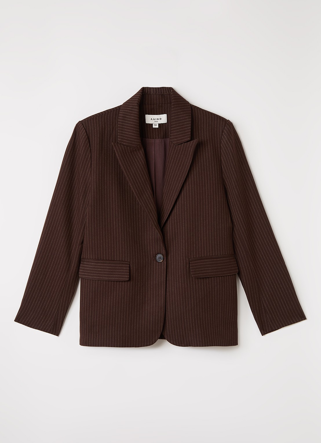 Aaiko Kendal blazer in wolblend met streepprint - voorkant 2 donkerbruin
