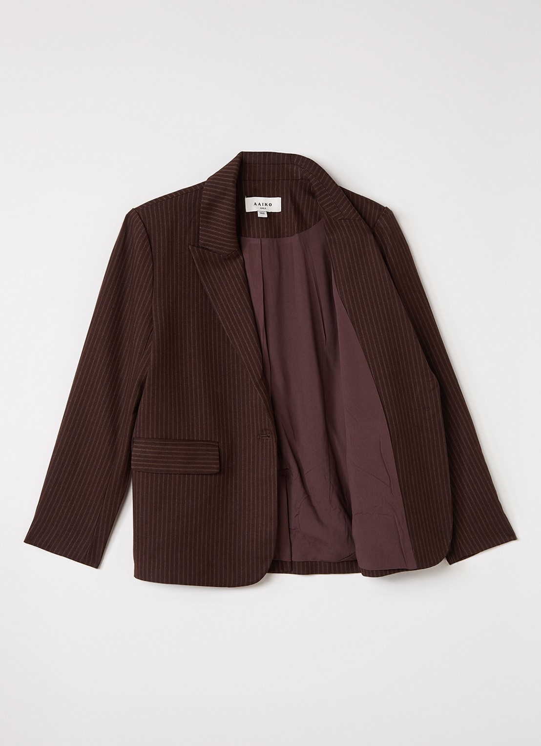 Aaiko Kendal blazer in wolblend met streepprint - voorkant 3 donkerbruin