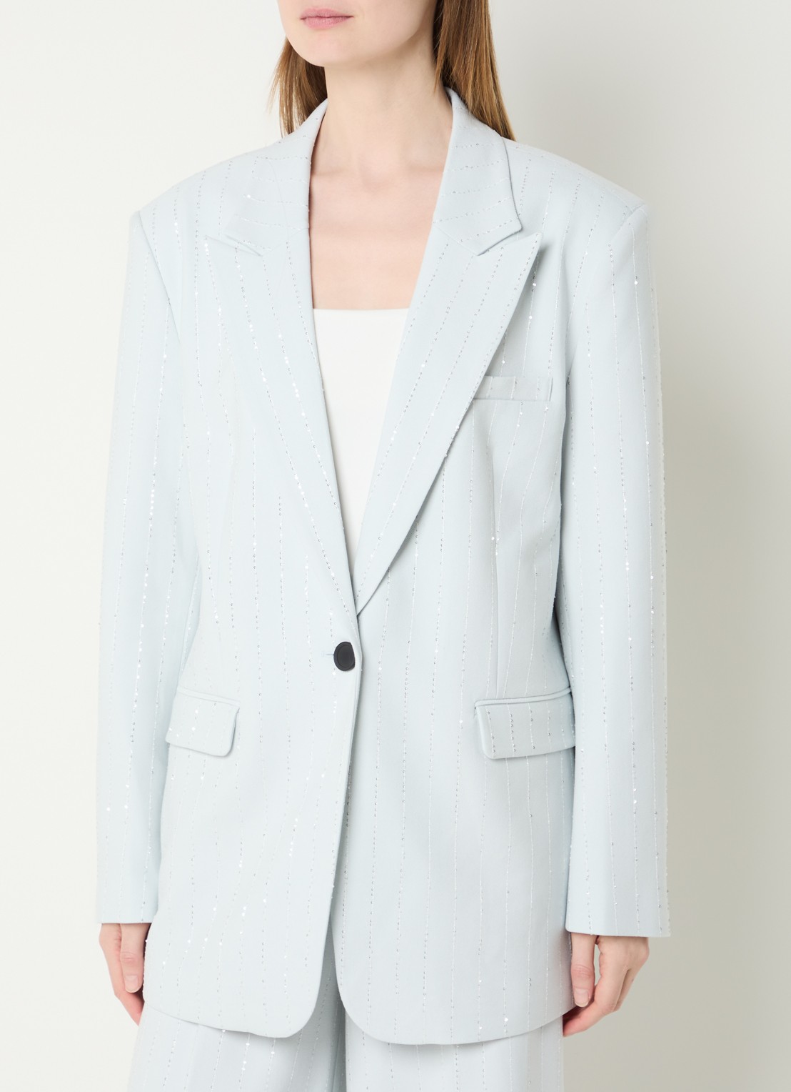 Aaiko Kendal blazer met glitter en klepzakken - detail 4 lichtblauw