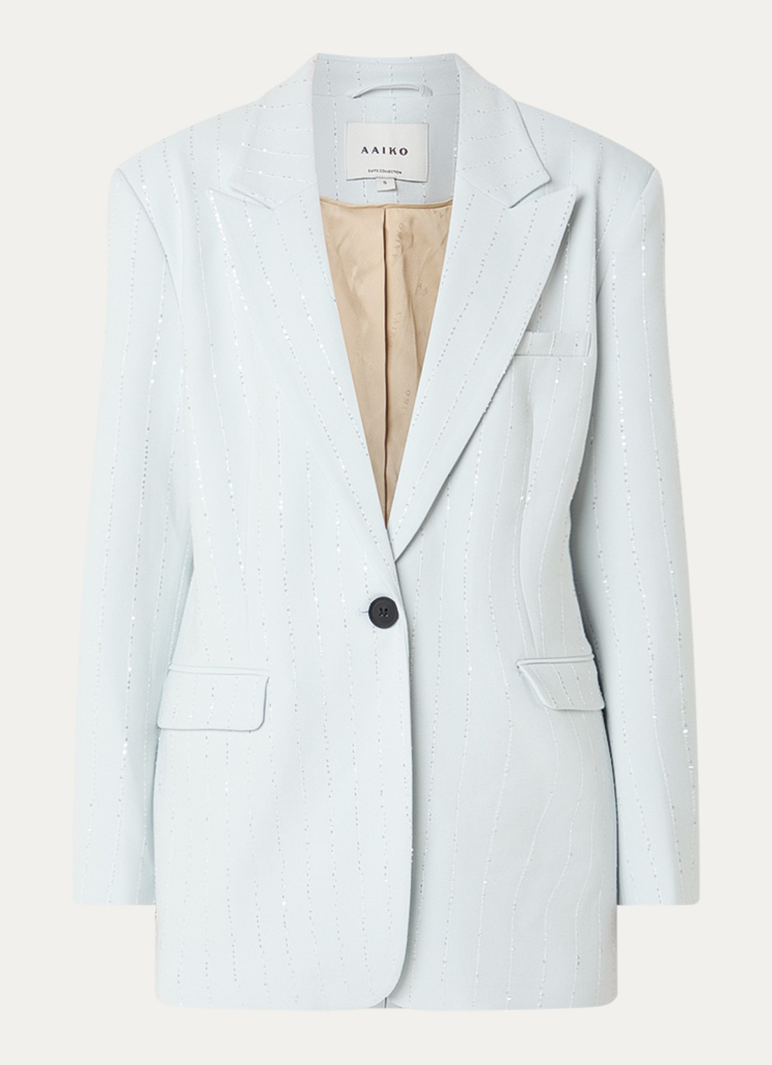 Aaiko Kendal blazer met glitter en klepzakken - voorkant 2 lichtblauw