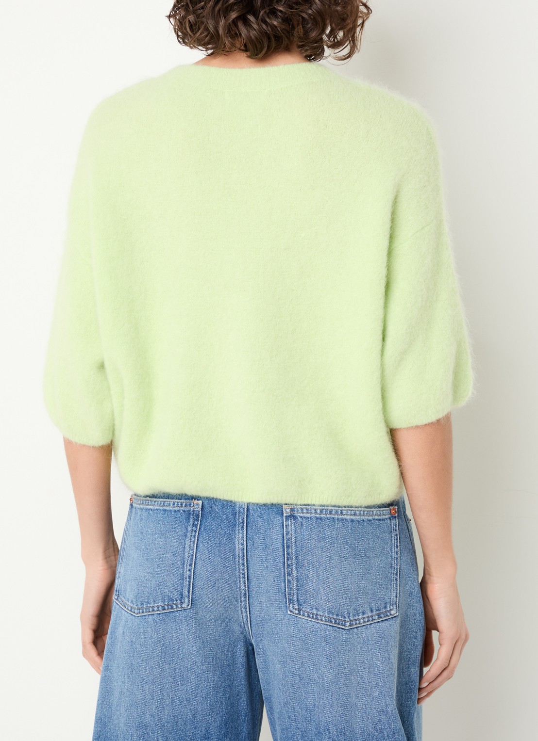 Aaiko Lani fijngebreide top in alpaca wolblend - achterkant beige