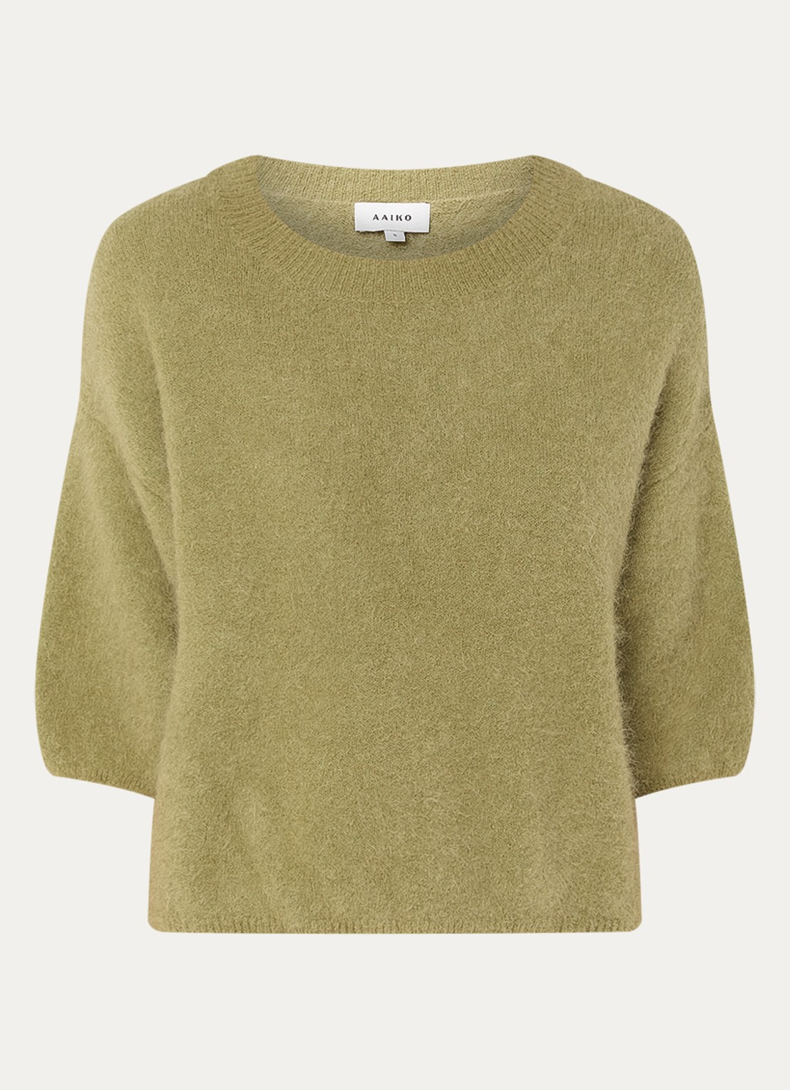 Aaiko Lani fijngebreide top in alpaca wolblend - voorkant 3 khaki
