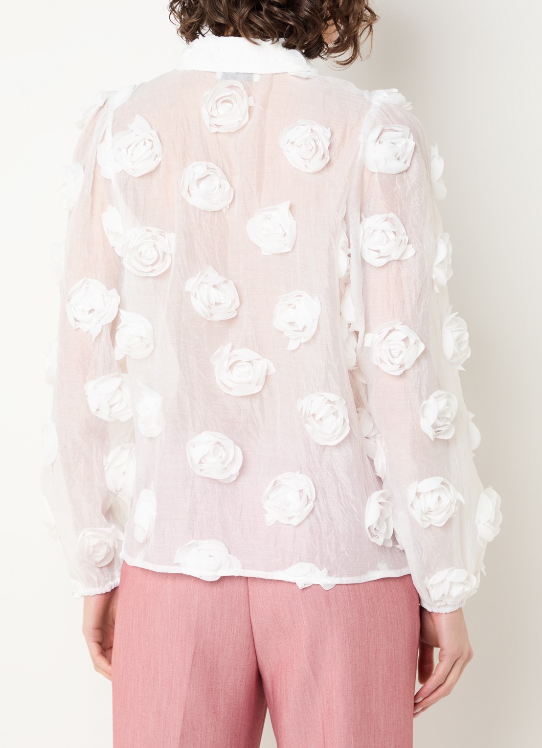 Aaiko Lien semi-transparante blouse met applicatie - achterkant 4 wit