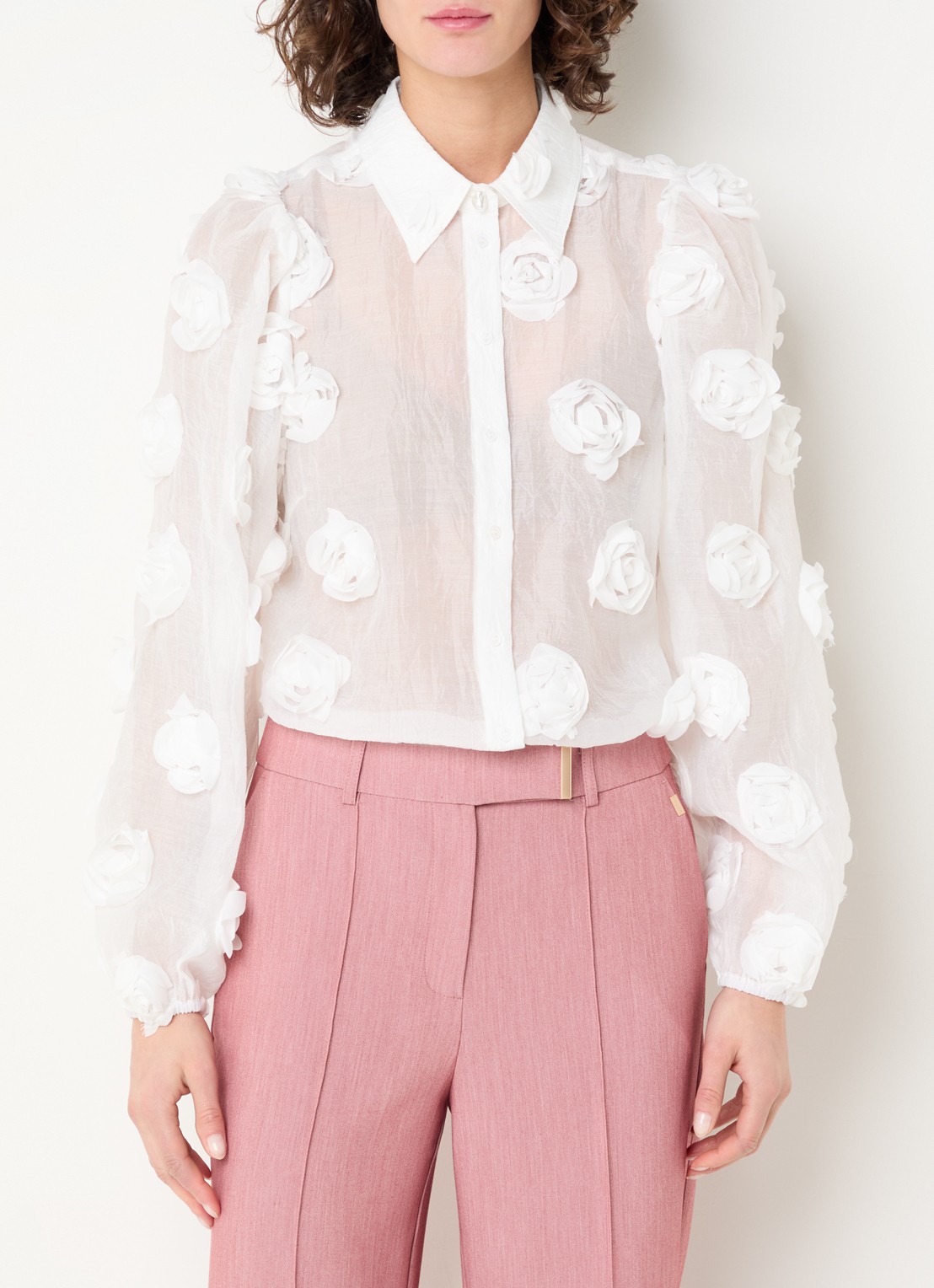 Aaiko Lien semi-transparante blouse met applicatie - detail 3 wit