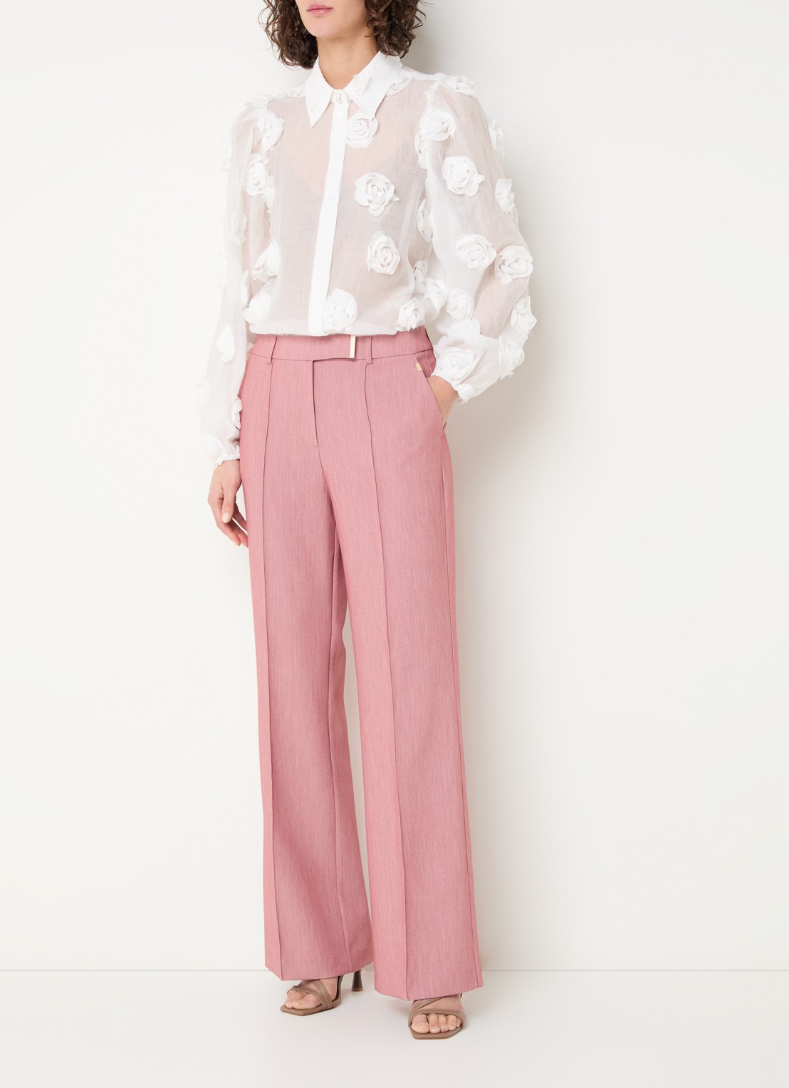 Aaiko Lien semi-transparante blouse met applicatie - voorkant 2 wit
