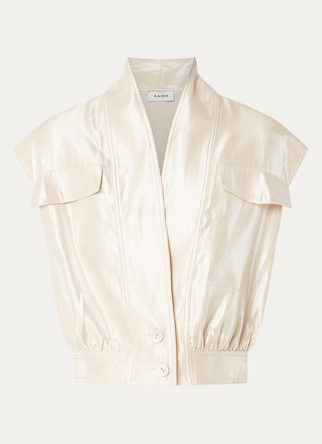 Aaiko Lies top met metallic finish - voorkant creme