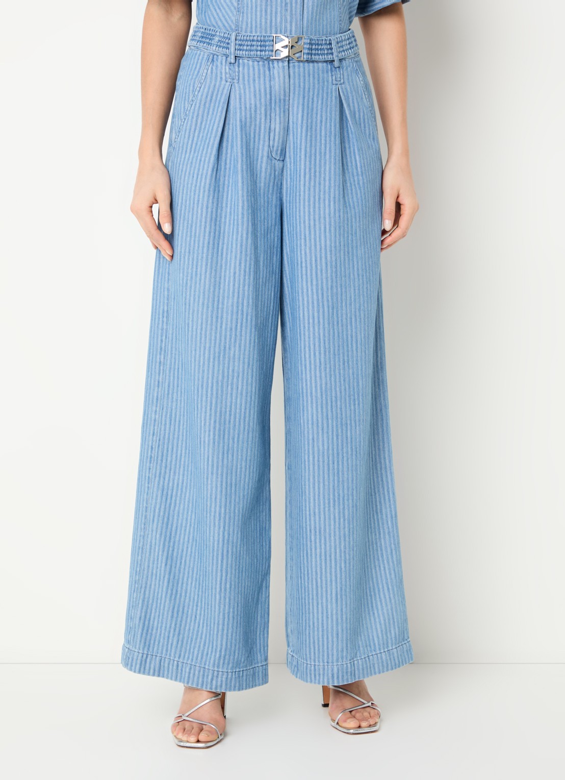 Aaiko Lotty high waist wide leg jeans met medium wassing - detail 2 indigo