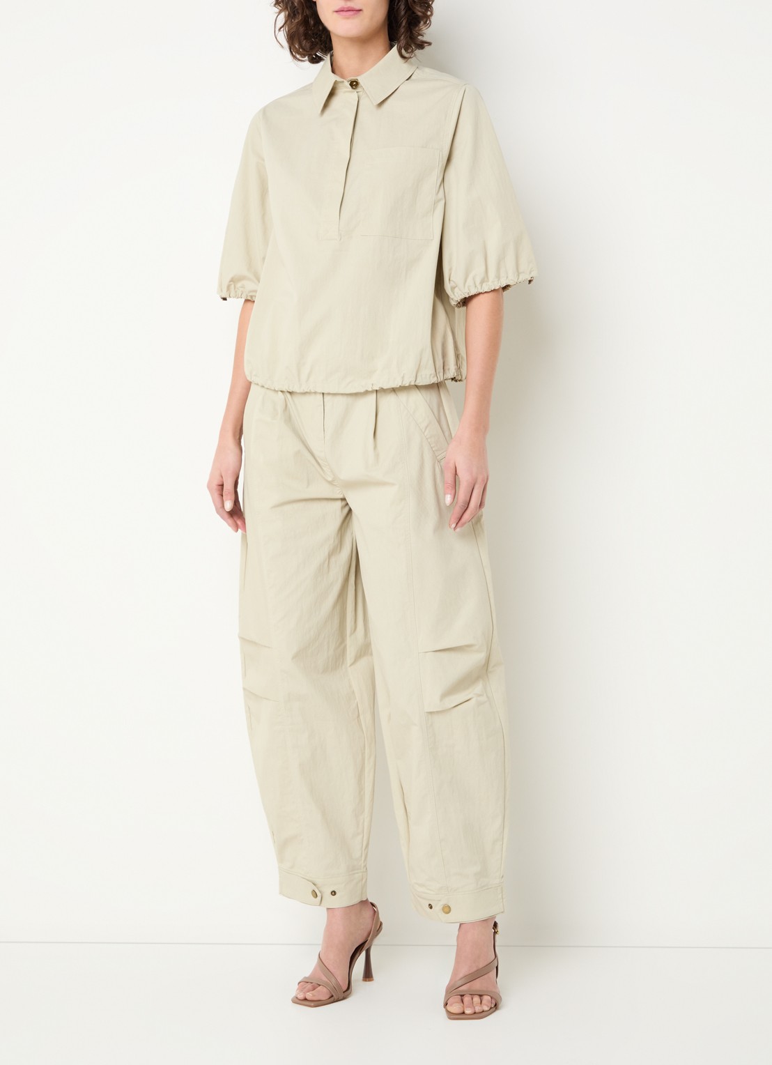Aaiko Lydia tuniek met borstzak - voorkant 4 khaki