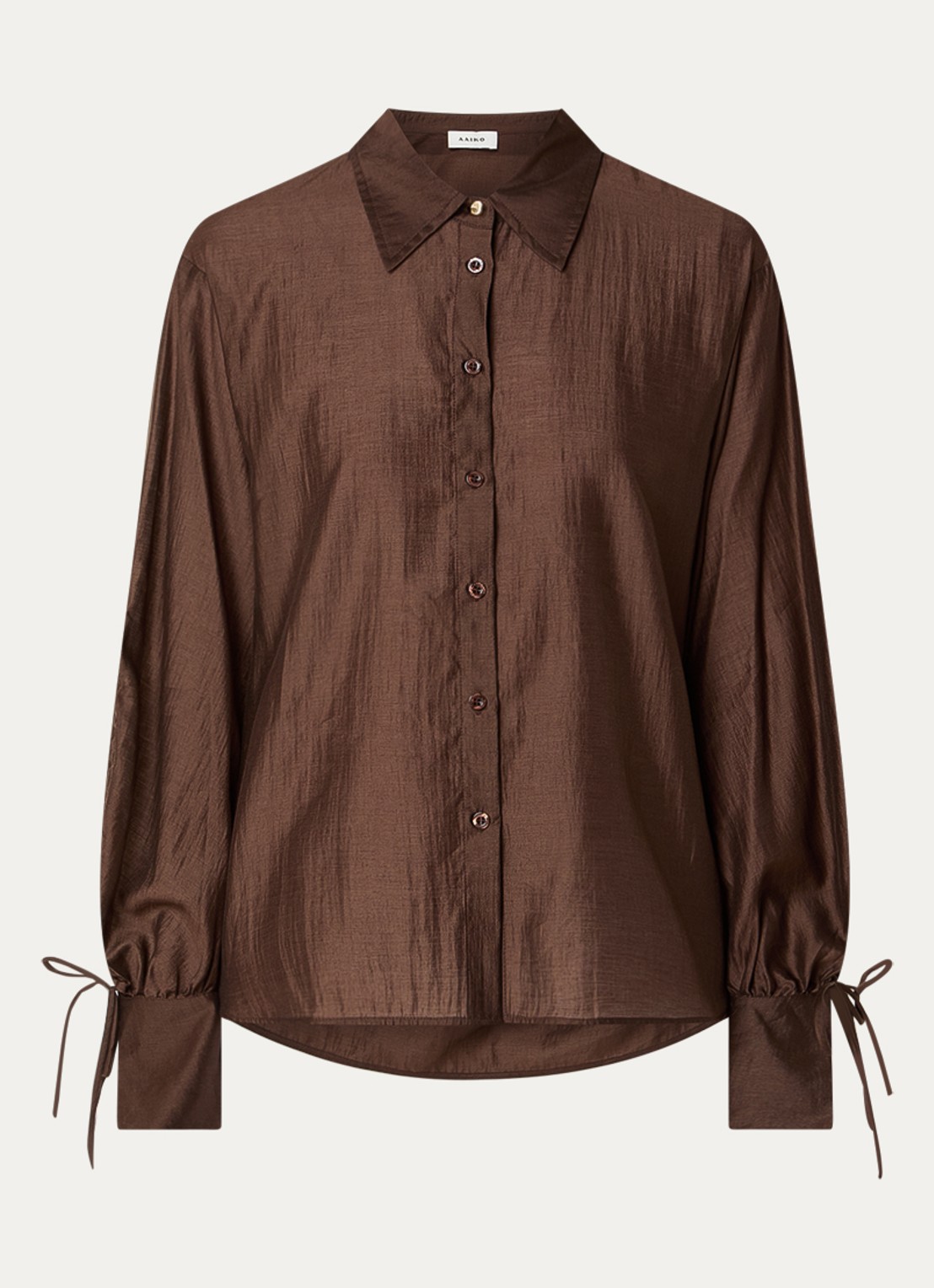 Aaiko Marel blouse met metallic finish - voorkant 2 donkerbruin