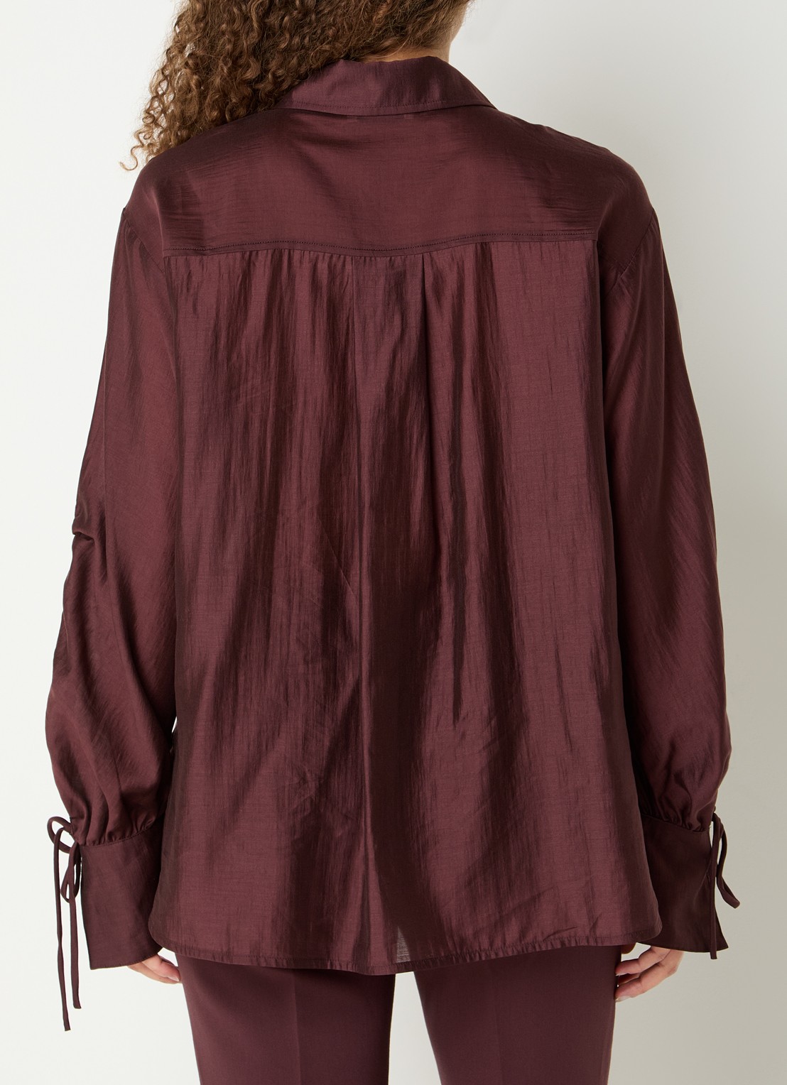 Aaiko Marel blouse met metallic finish - achterkant 2 bordeauxrood