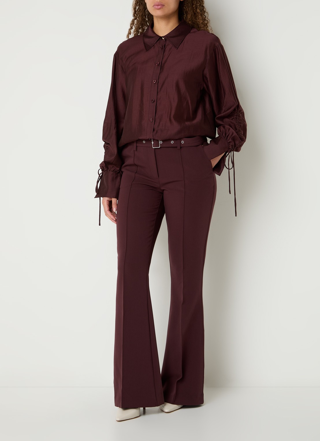 Aaiko Marel blouse met metallic finish - voorkant 4 bordeauxrood