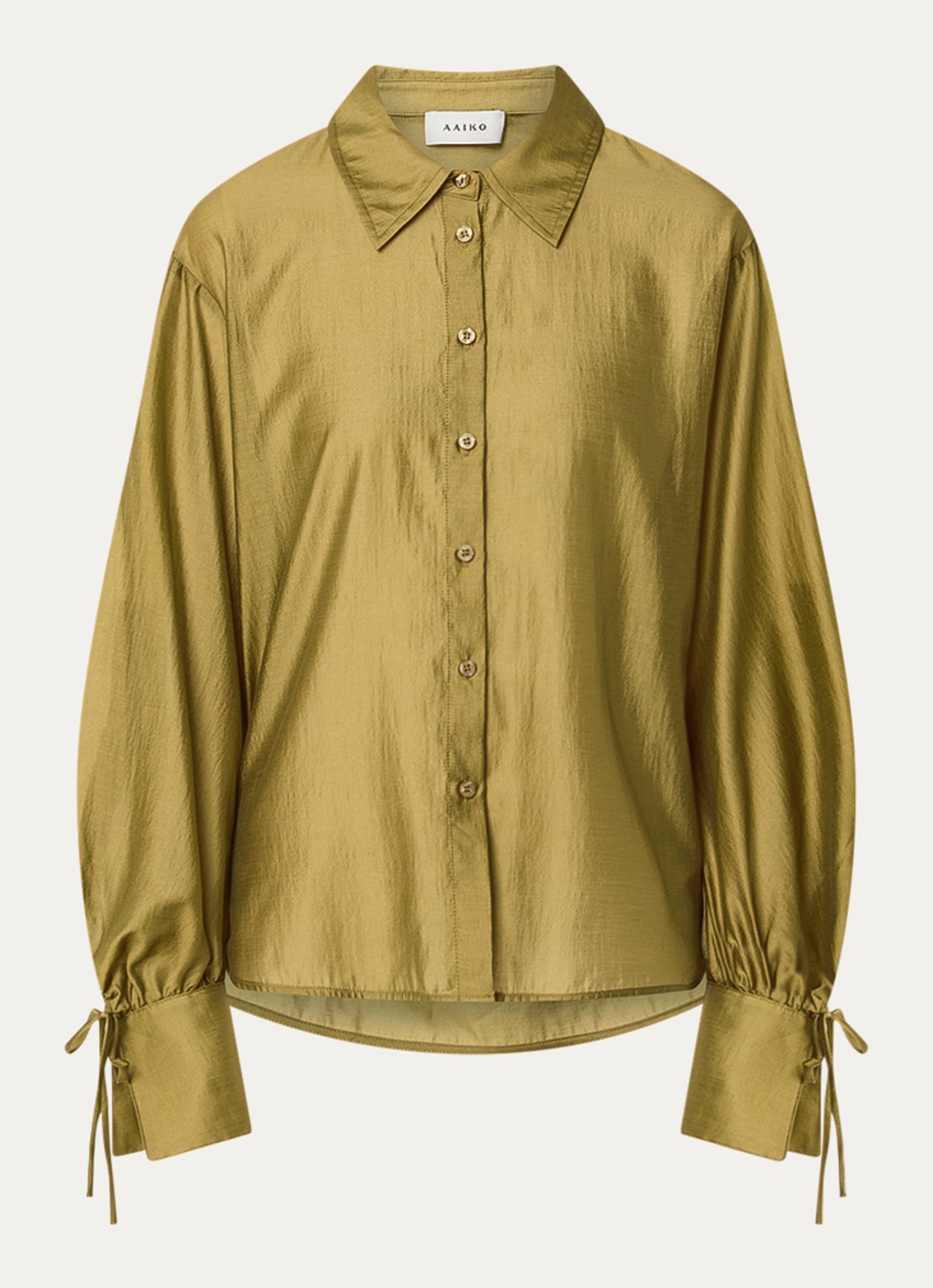 Aaiko Marel blouse met metallic finish - voorkant 3 mosterd