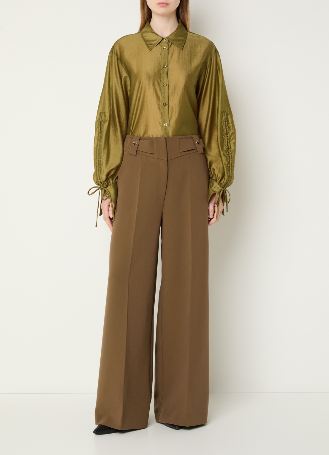 Aaiko Marel blouse met metallic finish - voorkant 4 mosterd