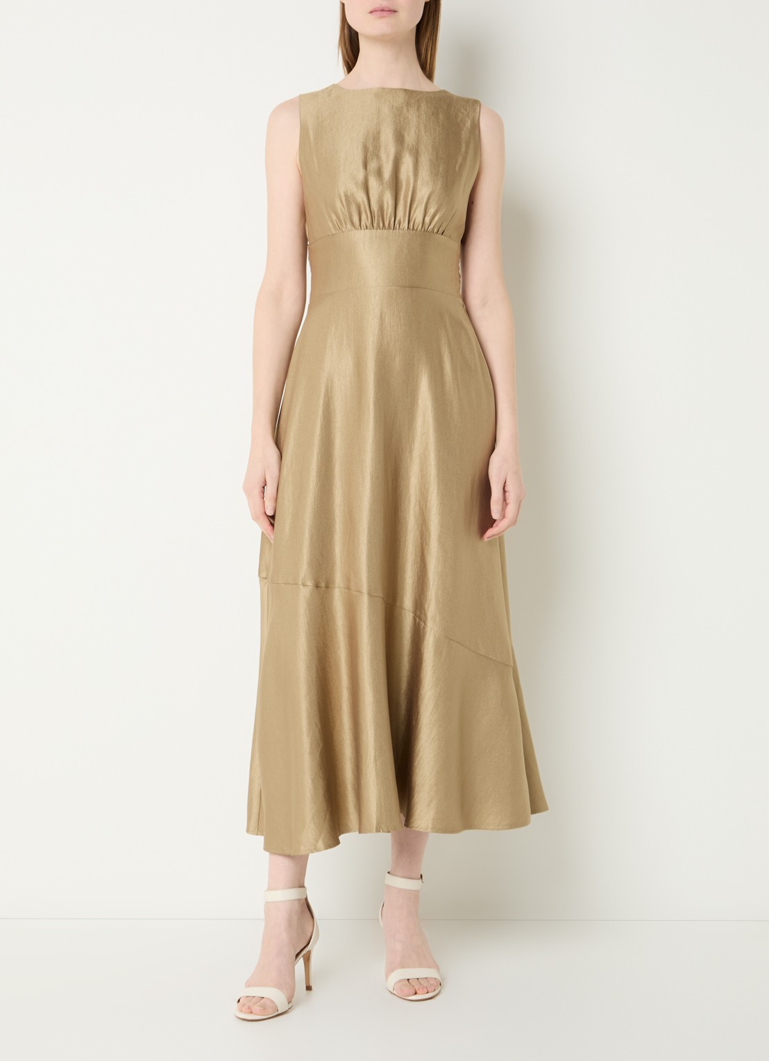 Aaiko Michelle midi jurk met cut-out detail - detail 4 khaki
