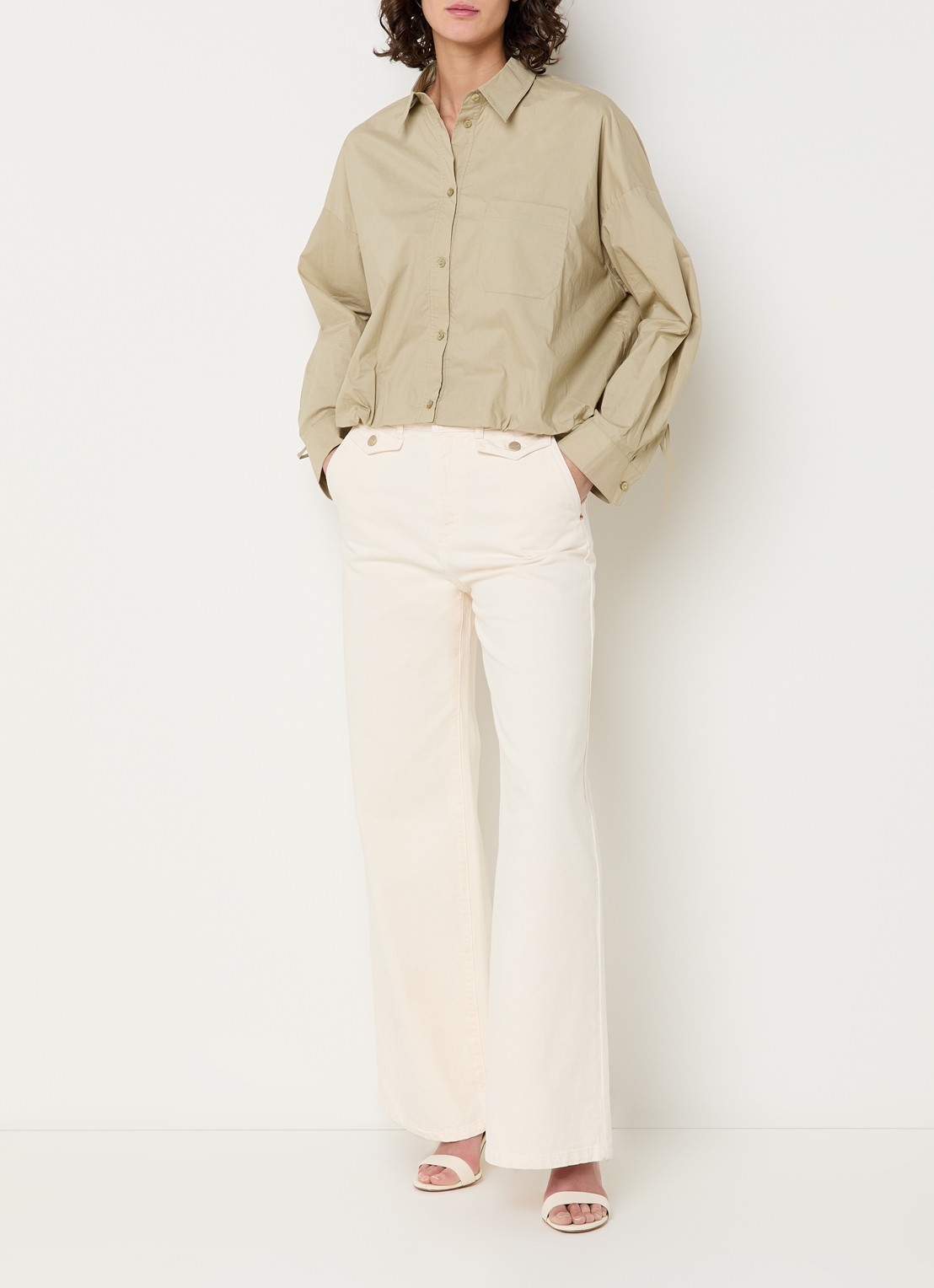 Aaiko Mikkie blouse met borstzak - voorkant 4 khaki