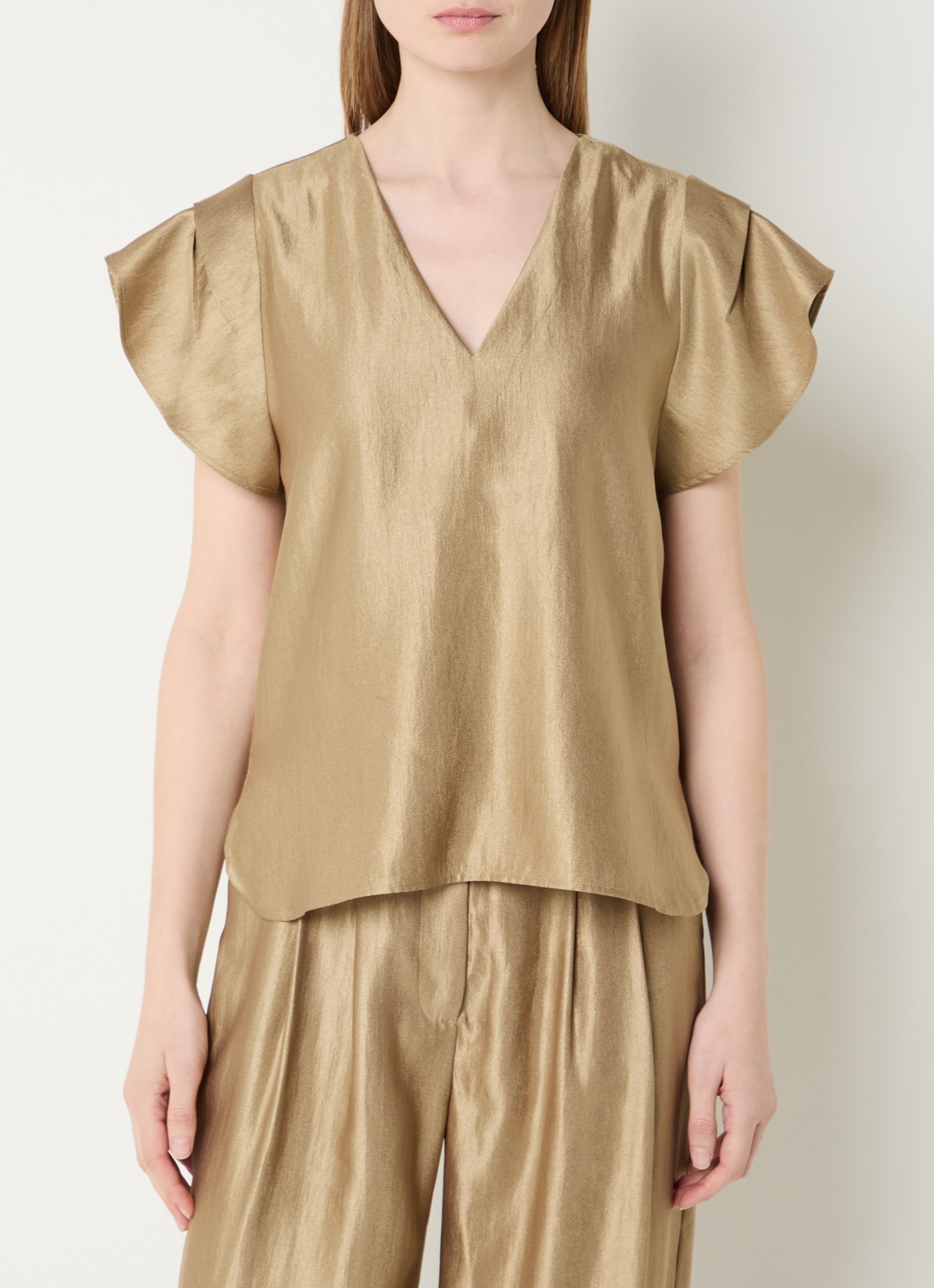 Aaiko Minny top met vlindermouwen - detail 3 khaki