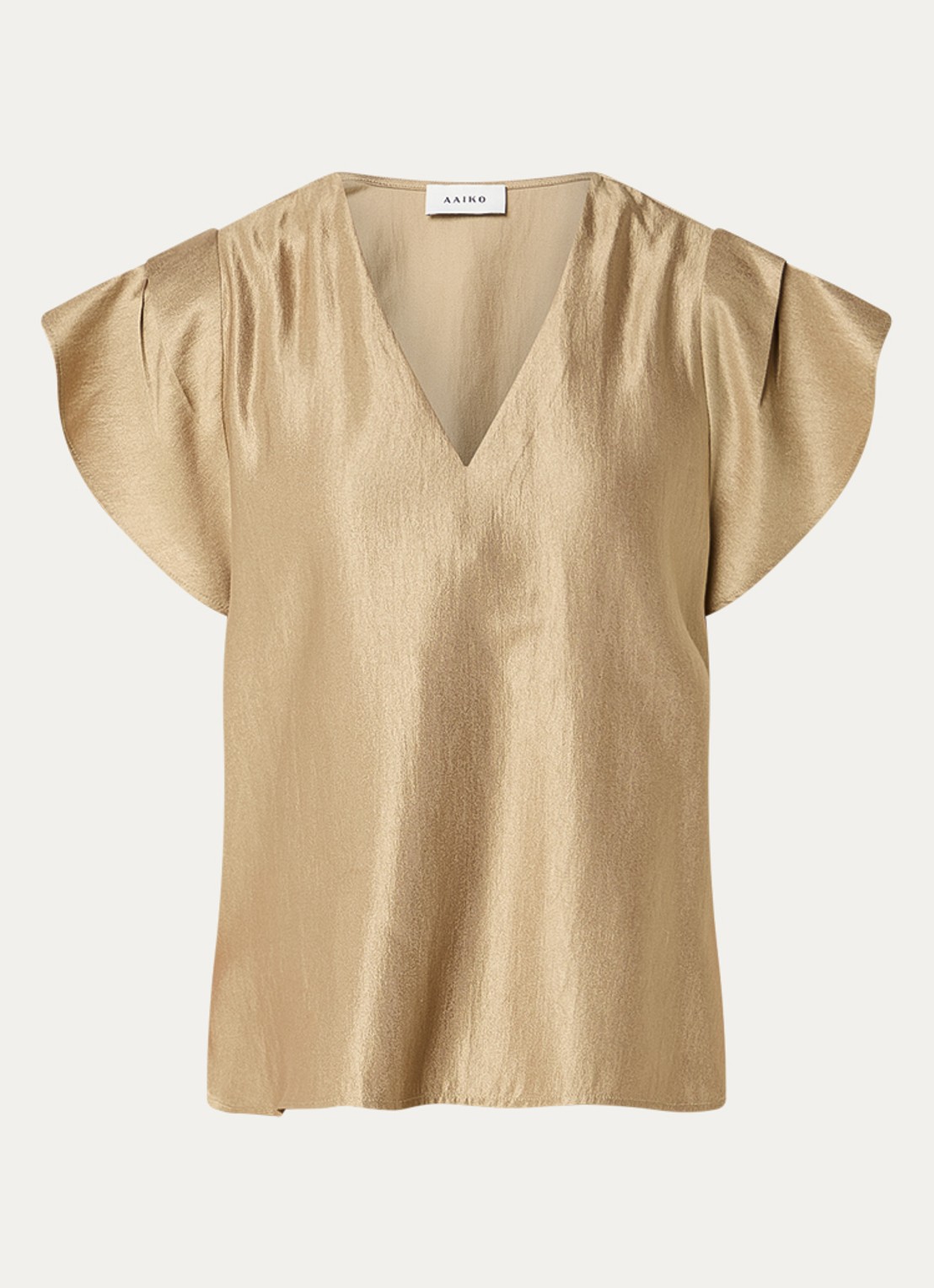 Aaiko Minny top met vlindermouwen - voorkant khaki
