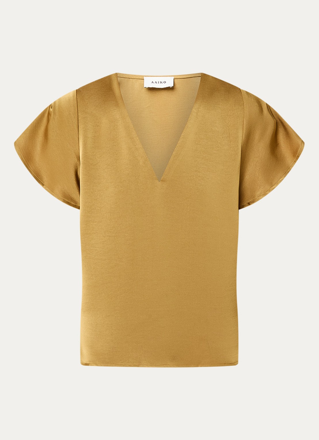 Aaiko Minny top van satijn - voorkant 3 mosterd