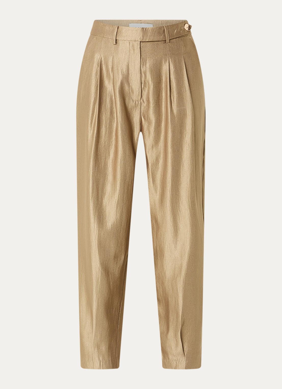 Aaiko Natalya high waist loose fit pantalon met metallic finish - voorkant 3 goud